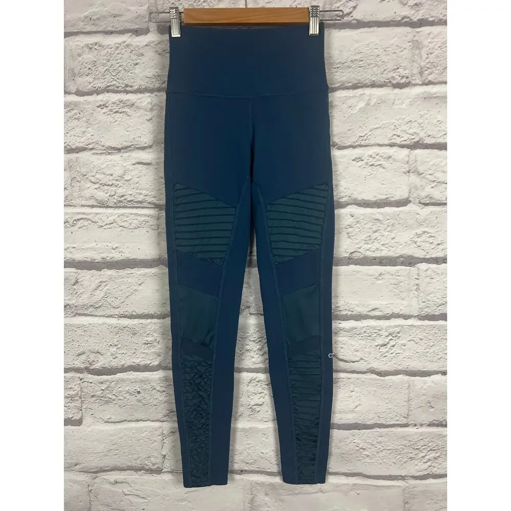 Alo Yoga Womens XS Athleisure Streetwear Minimalist High Waist Moto Gym Leggings
